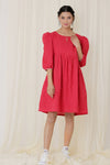 PUFF SLEEVES DRESS (RED)