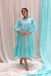 LIGHT BLUE ROUND YOK DRESS