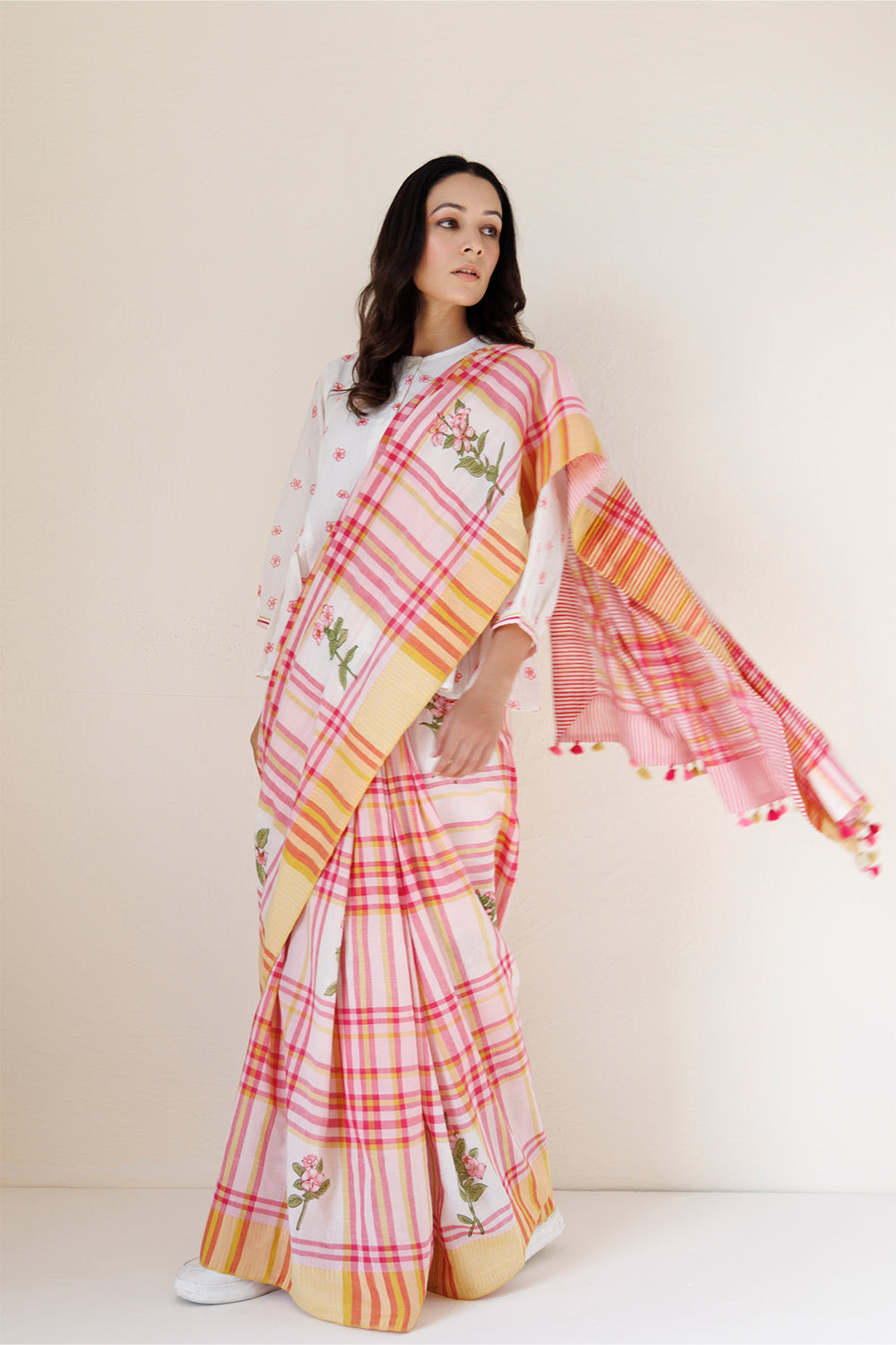 HANDWOVEN BLOCK-PRINTED SAREE