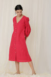 SMOCKED SLEEVE DRESS STRIP (RED)