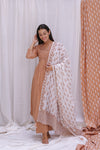 BEIGE HAND BLOCK PRINTED DUPTTA)