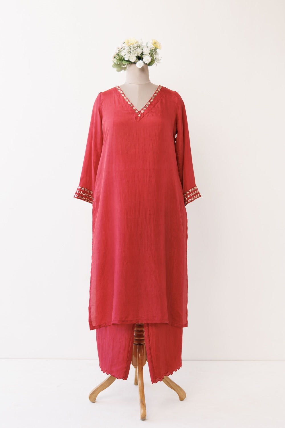 V' NECK KURTA SET OF -2