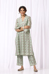 GREEN BASE CHANDERI HAND BLOCK PRINTED KURTA SET OF-2