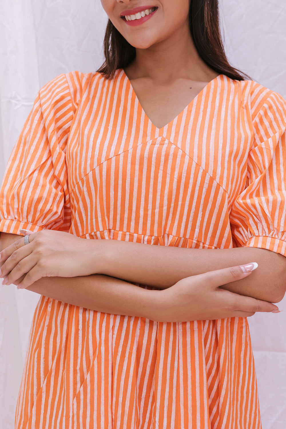 PUFF SLEEVES SHORT DRESS