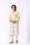 WHITE BASE CHANDERI HAND BLOCK PRINTED KURTA SET OF-2