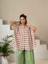 Hand Block Printed Heart Print Kaftan Shirt