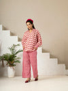 Hand Block Printed Pink Stripe Pants