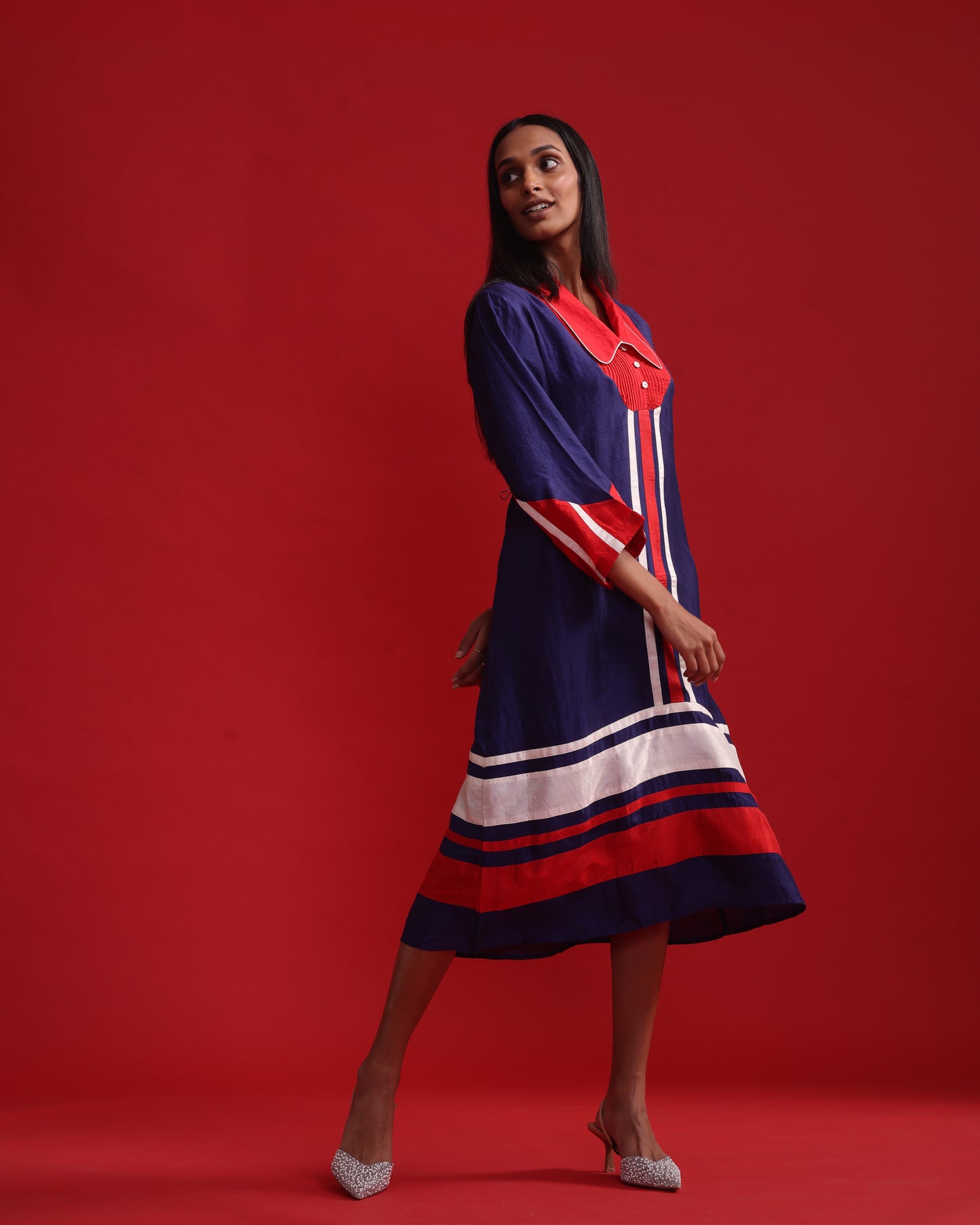 RED PITUCK YOK BLUE DRESS