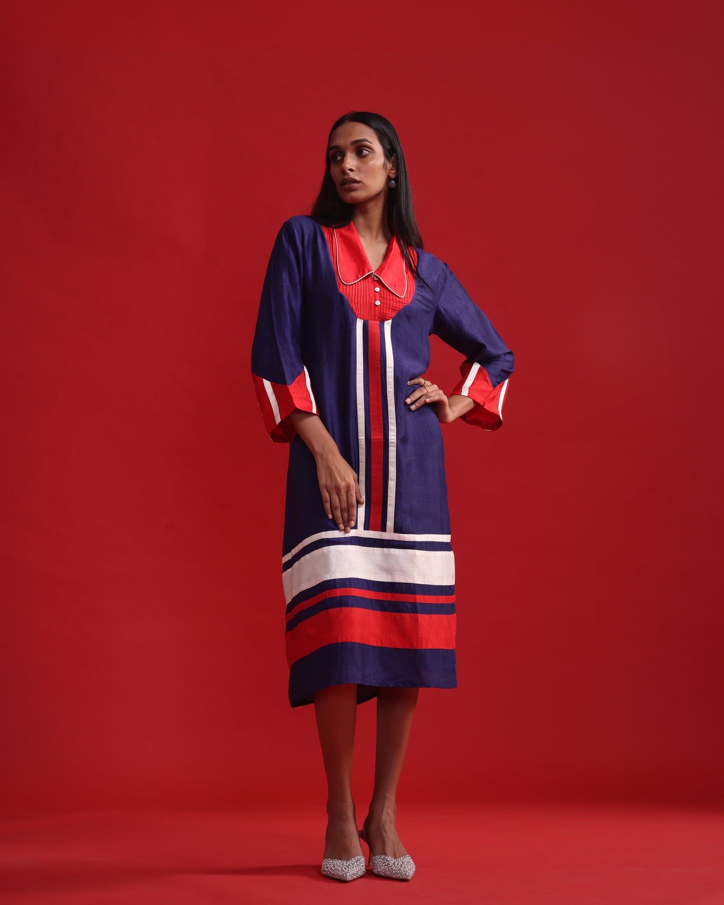 RED PITUCK YOK BLUE DRESS