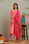 PINK CHANDERI KURTA SET OF-3