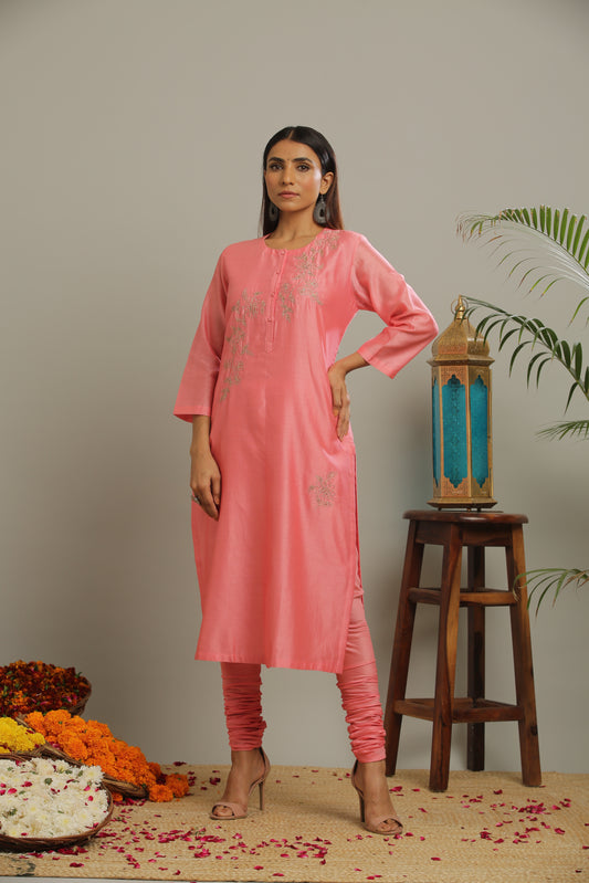 PINK CHANDERI KURTA SET OF-3