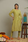PISTA GREEN CHANDERI KURTA SET OF-3