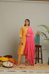 ORANGE CHANDERI KURTA SET OF-3
