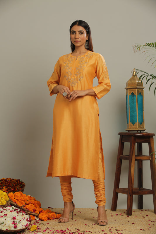 ORANGE CHANDERI KURTA SET OF-3