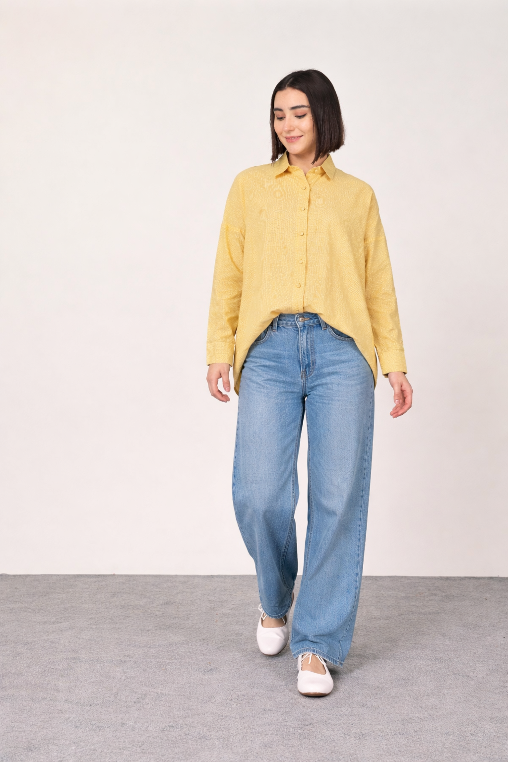 YELLOW CHECKED BOXY SHIRT