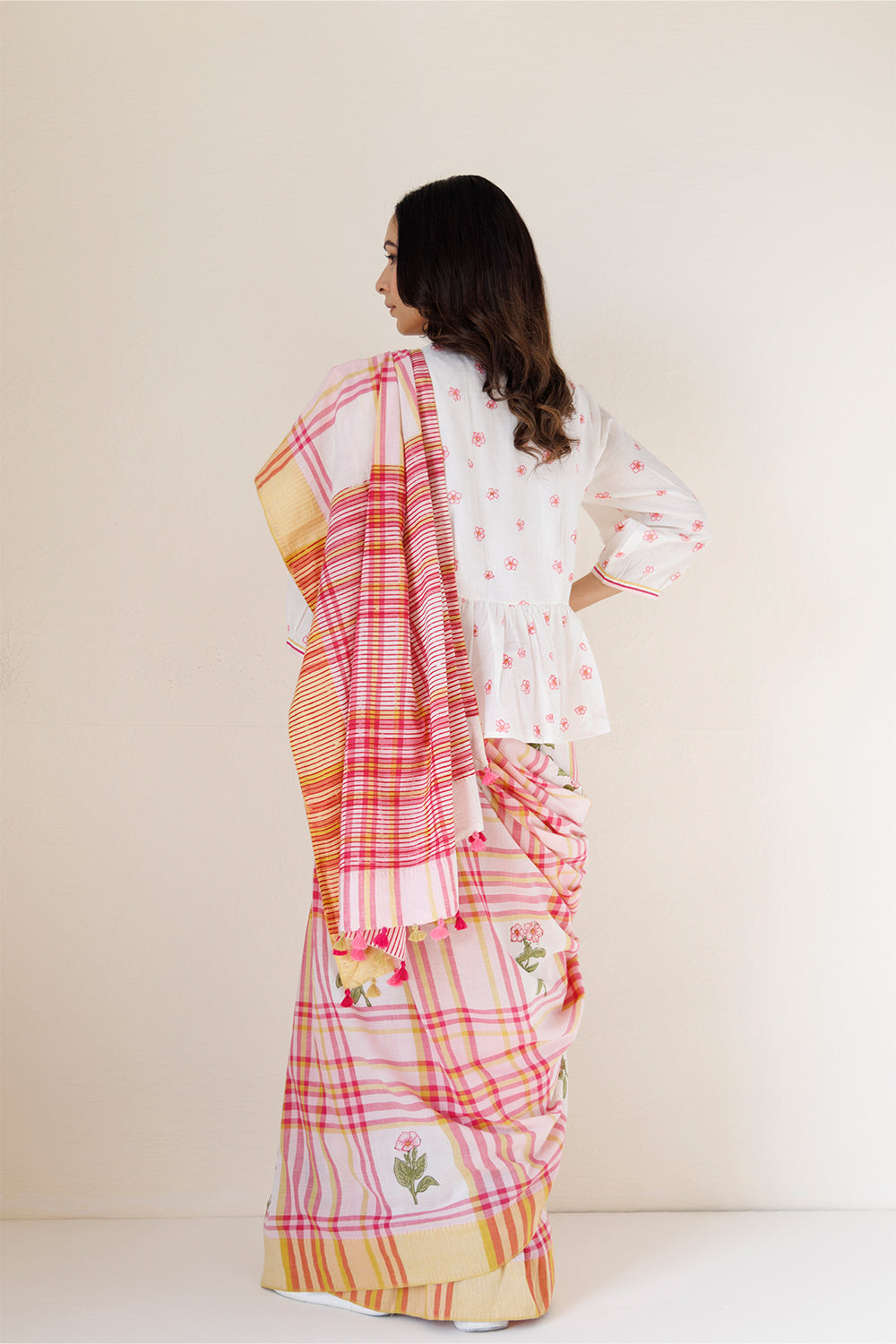 HANDWOVEN BLOCK-PRINTED SAREE