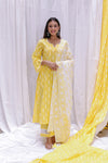 YELLOW  HAND BLOCK PRINTED DUPTTA