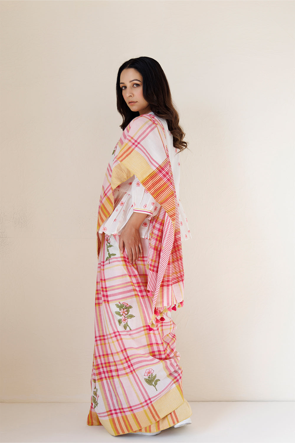 HANDWOVEN BLOCK-PRINTED SAREE