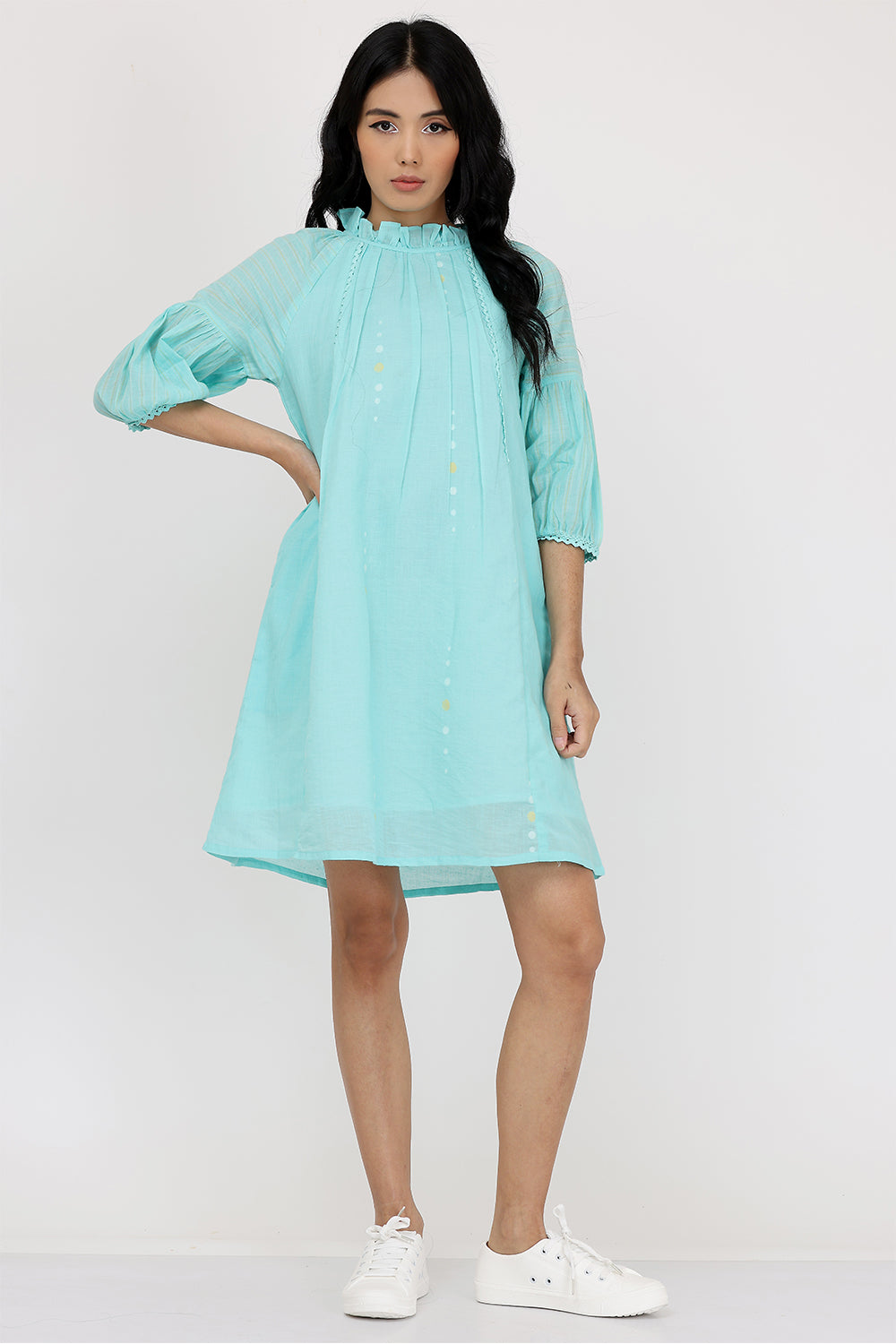 FRILL NECK SHORT DRESS