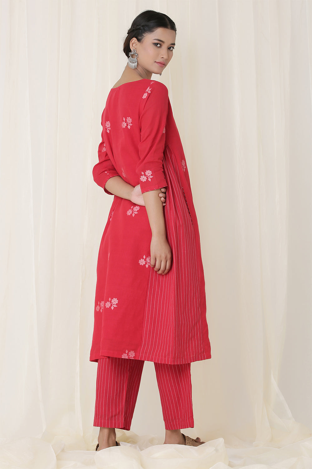 GATHER AT SIDE KURTI  SET OF-2 (RED)