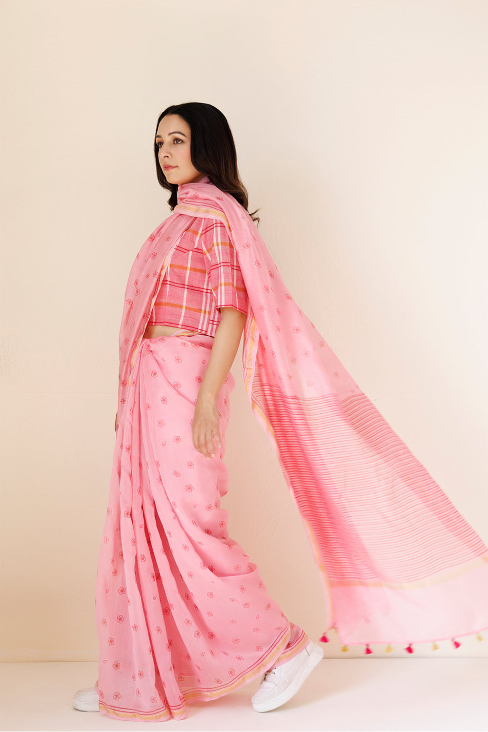 PINK CHANDERI SAREE