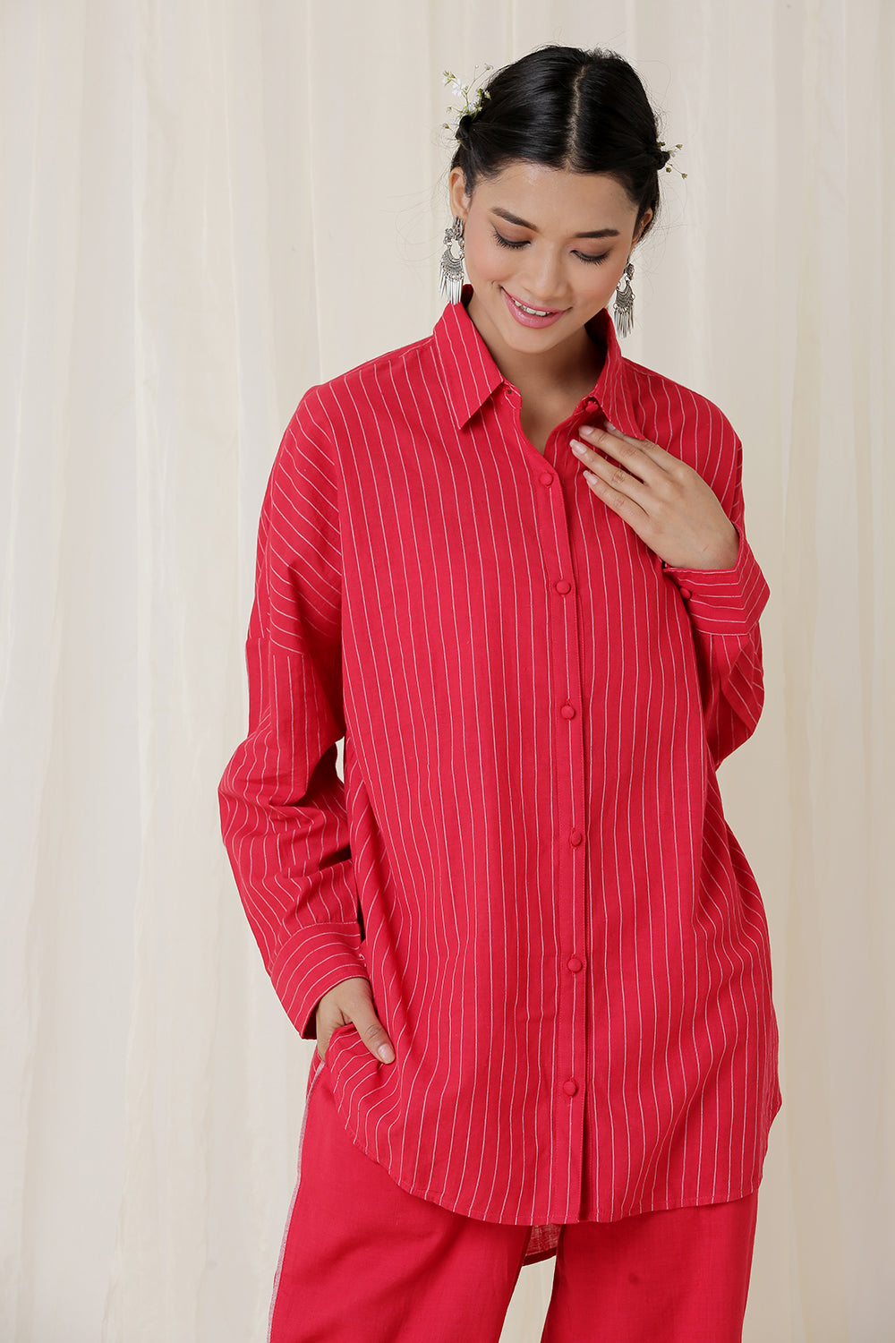 BOXY SHIRT STRIPE (RED)
