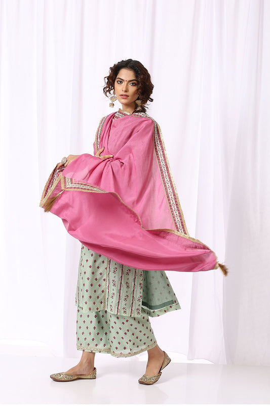 PINK SILK  DUPTTA