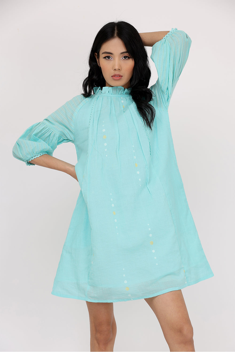 FRILL NECK SHORT DRESS
