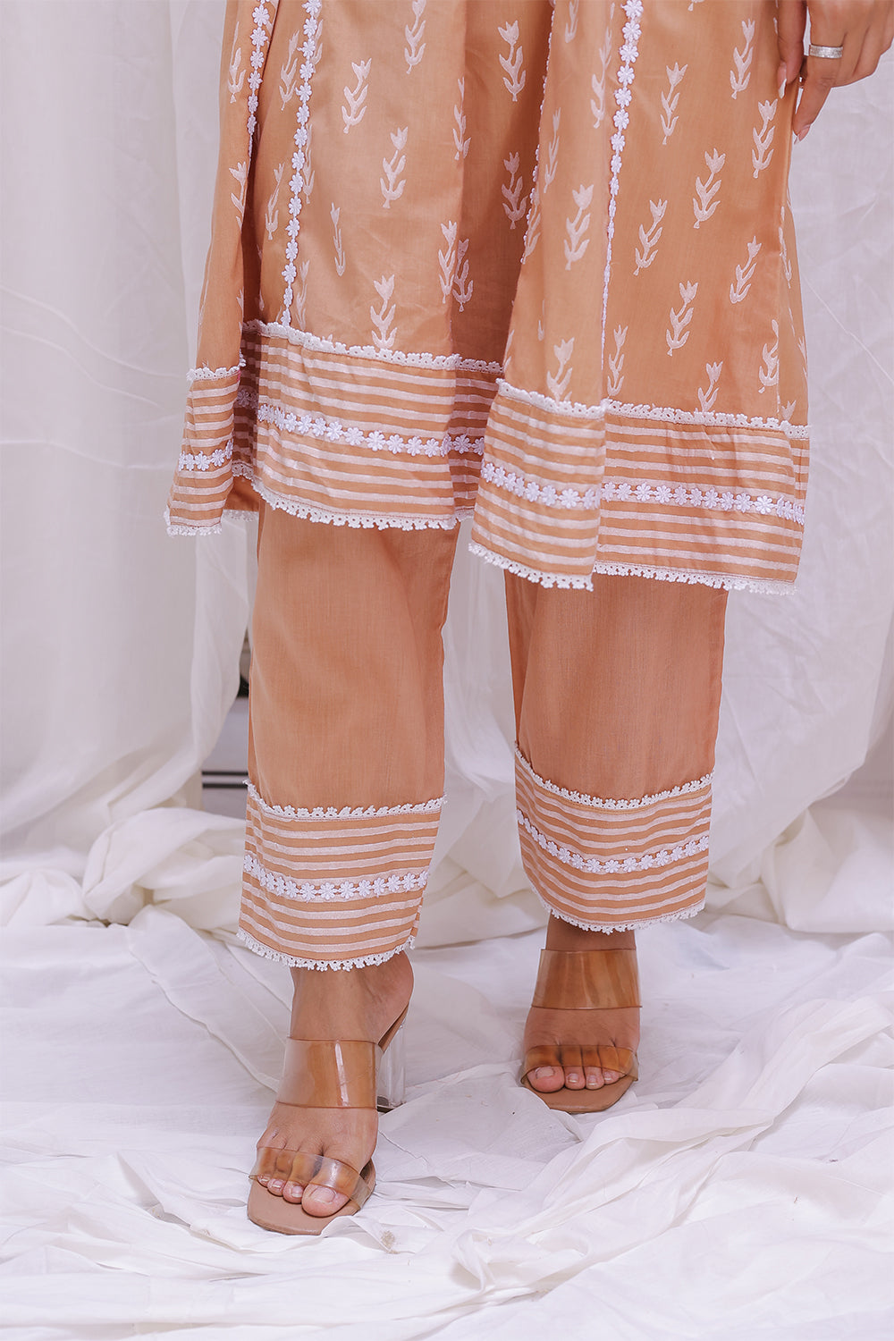 BEIGE SHORT ANARKALI KURTA SET OF-2