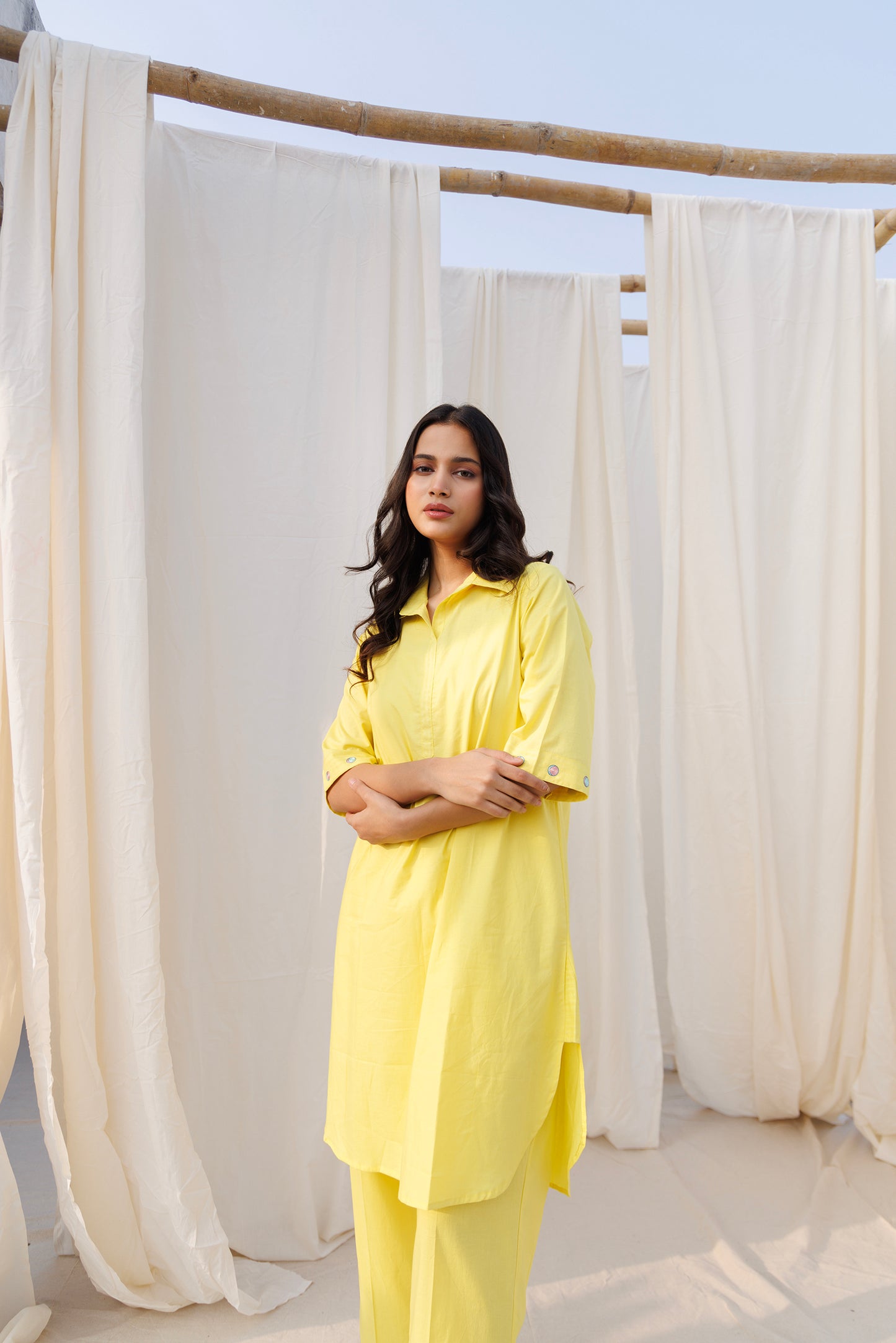 COLLAR KURTA SET