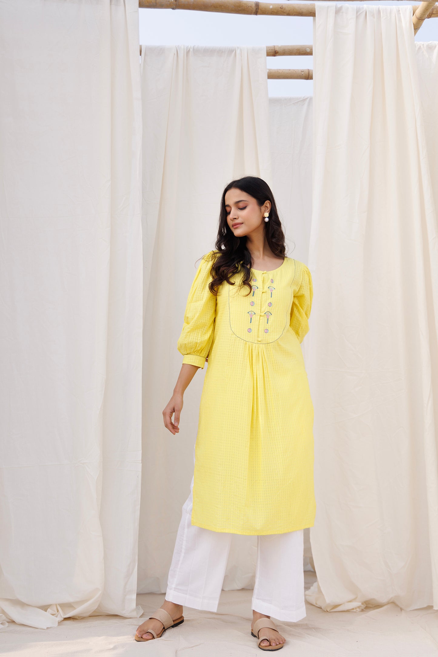 ROUND YOKE KURTI SET