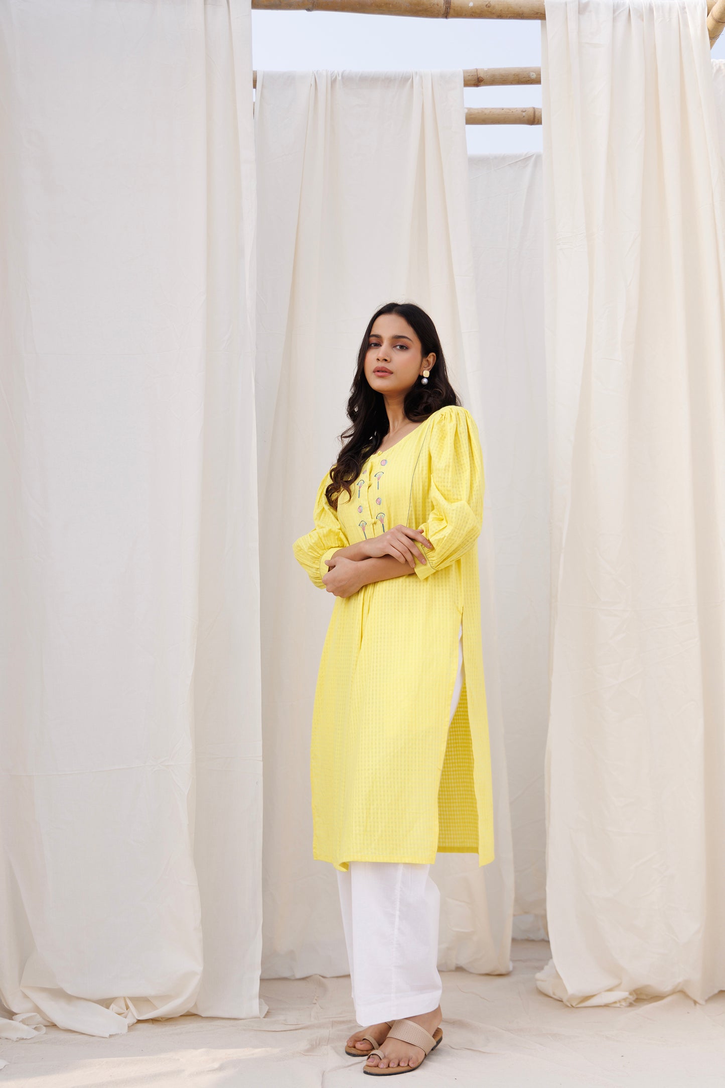 ROUND YOKE KURTI SET
