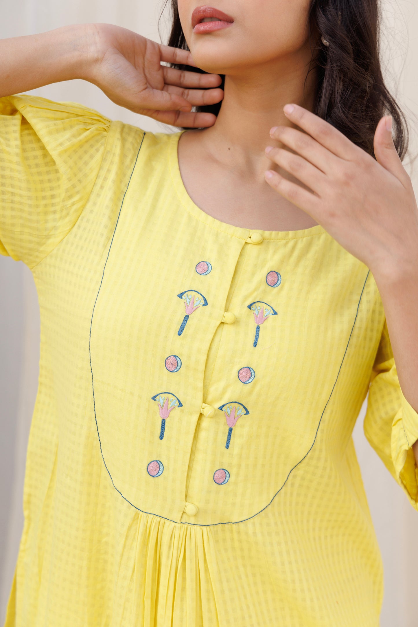 ROUND YOKE KURTI SET