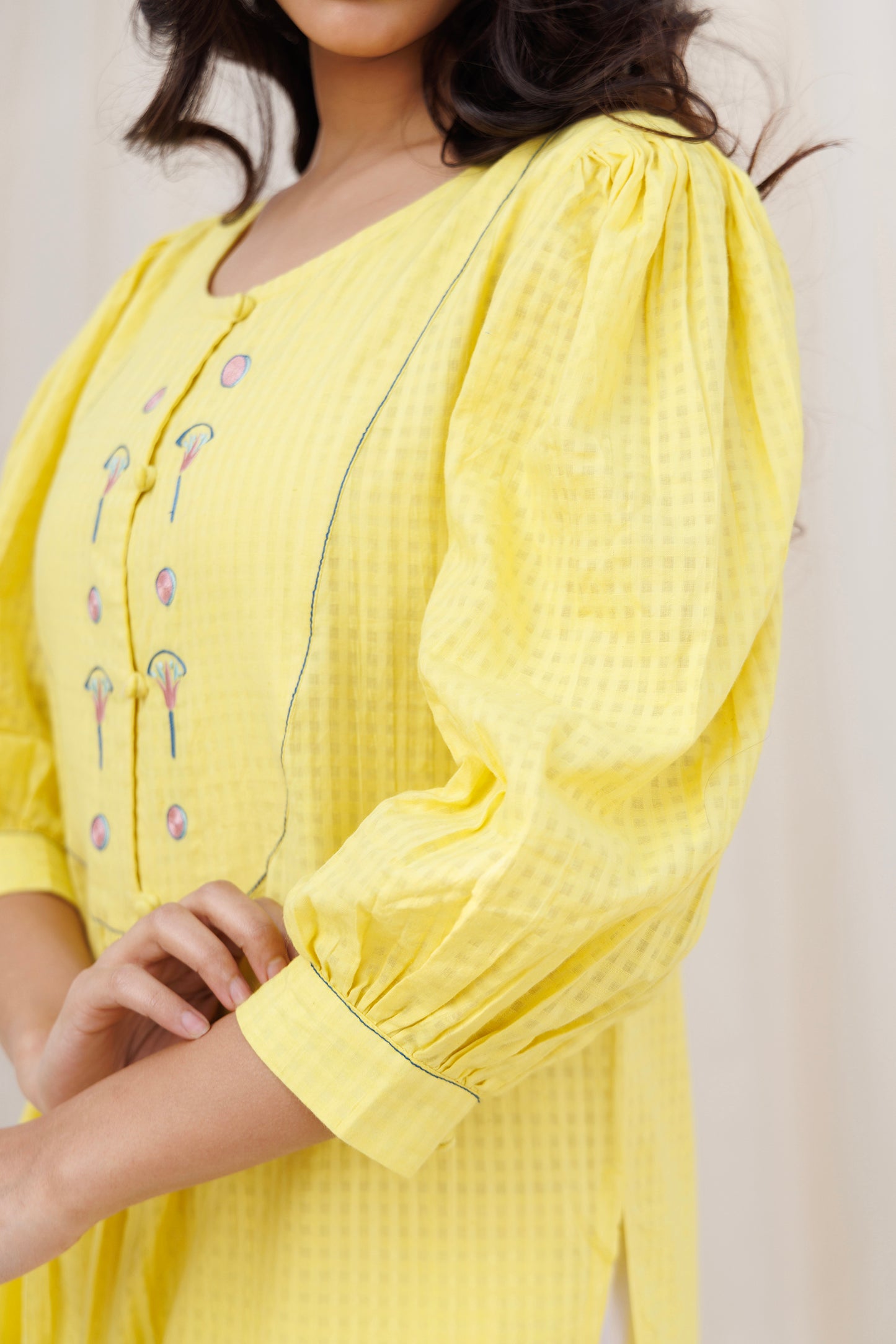 ROUND YOKE KURTI SET