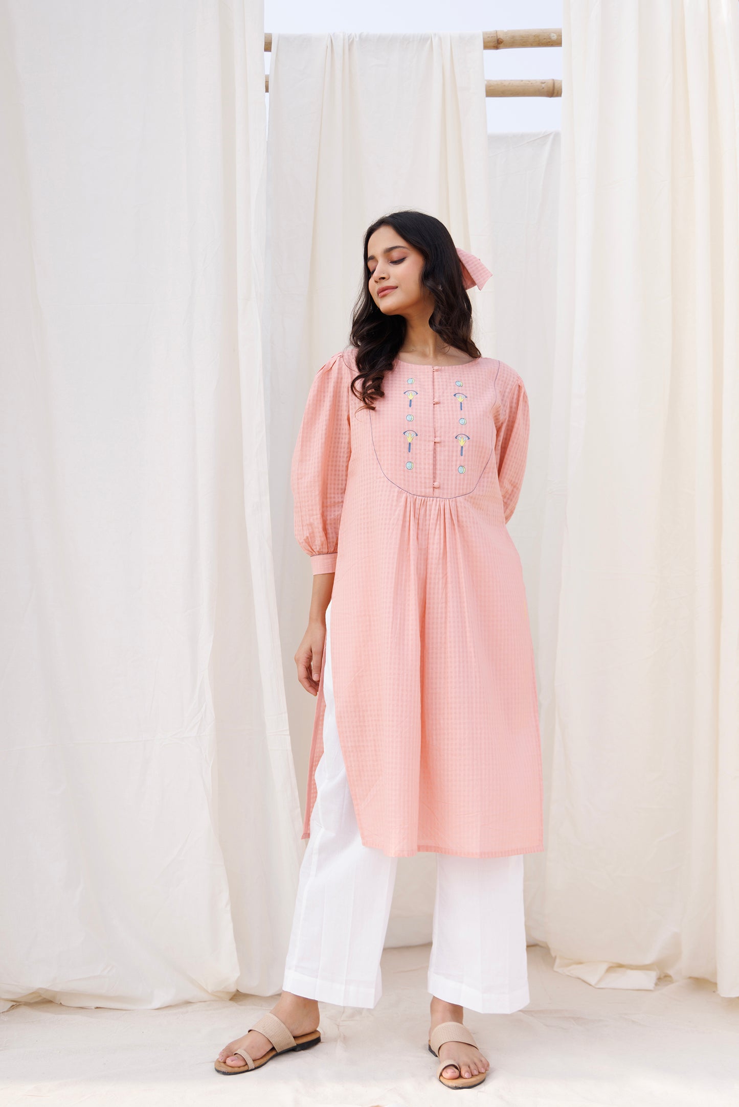 ROUND YOKE KURTI SET