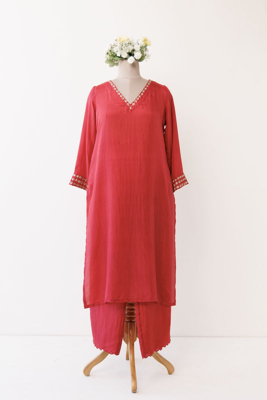 V' NECK KURTA SET OF -2