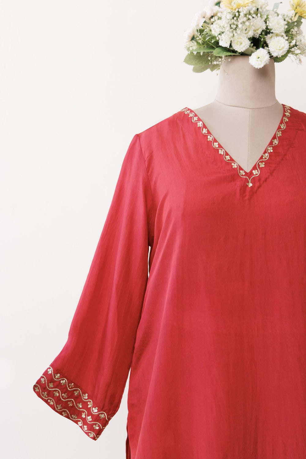 V' NECK KURTA SET OF -2