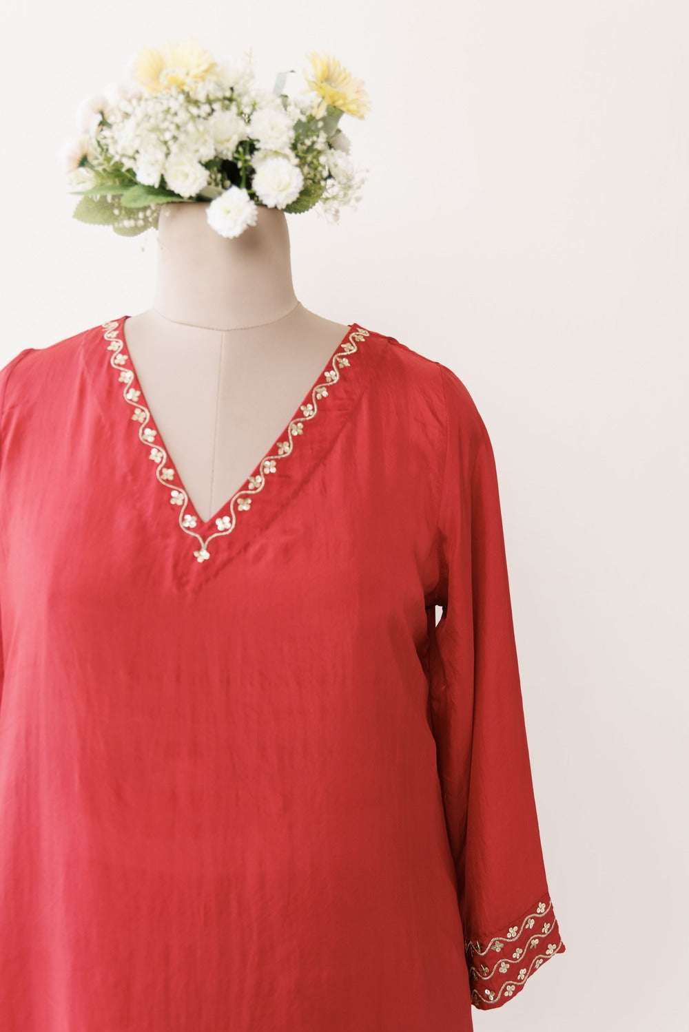 V' NECK KURTA SET OF -2