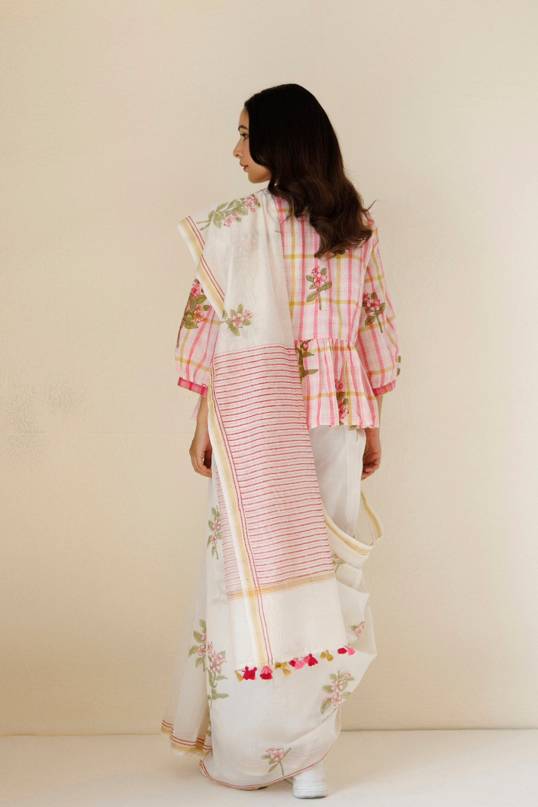 WHITE CHANDERI SAREE