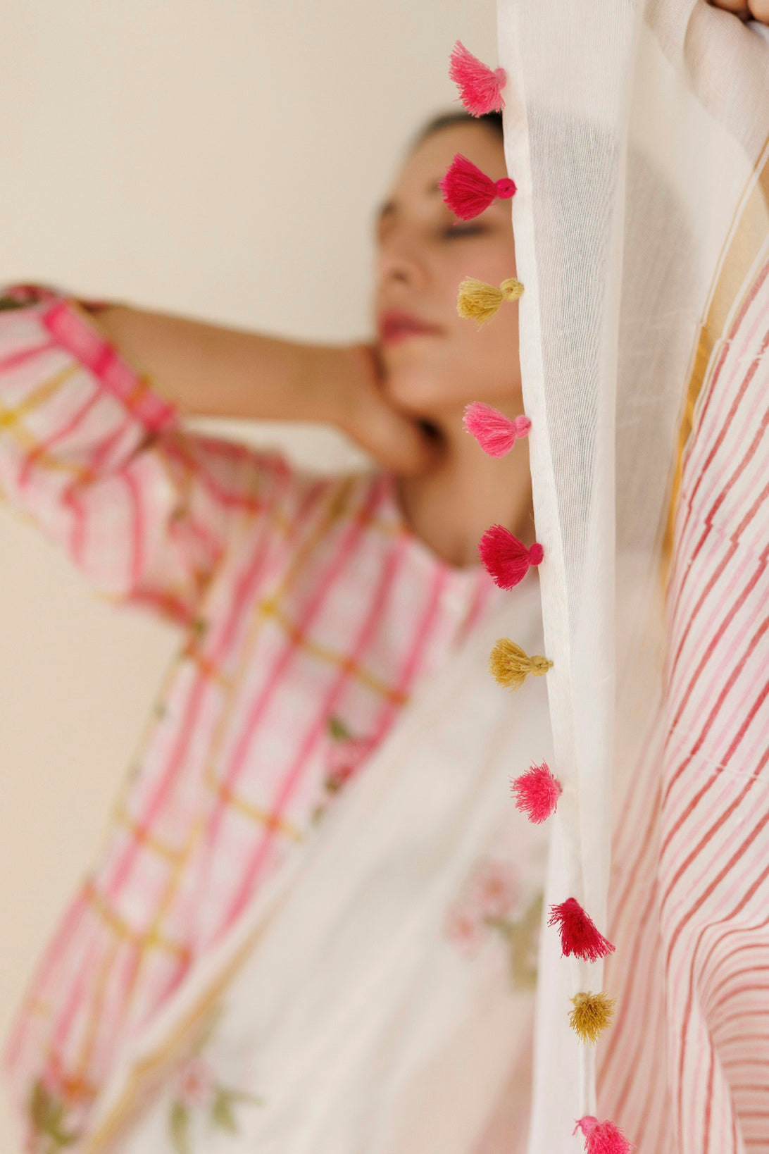 WHITE CHANDERI SAREE