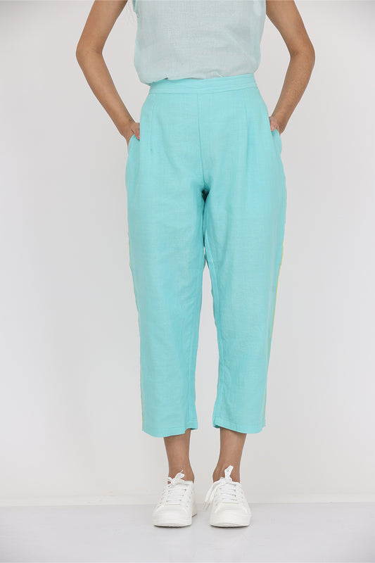SOLID BLUE STRIGHT PANTS
