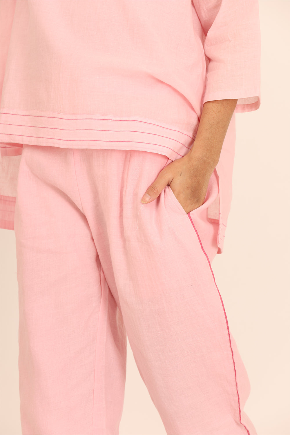 SOLID PINK STRIGHT PANTS