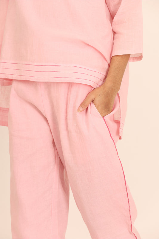 SOLID PINK STRIGHT PANTS