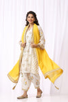 WHITE BASE CHANDERI HAND BLOCK PRINTED CHOGA SET OF-2