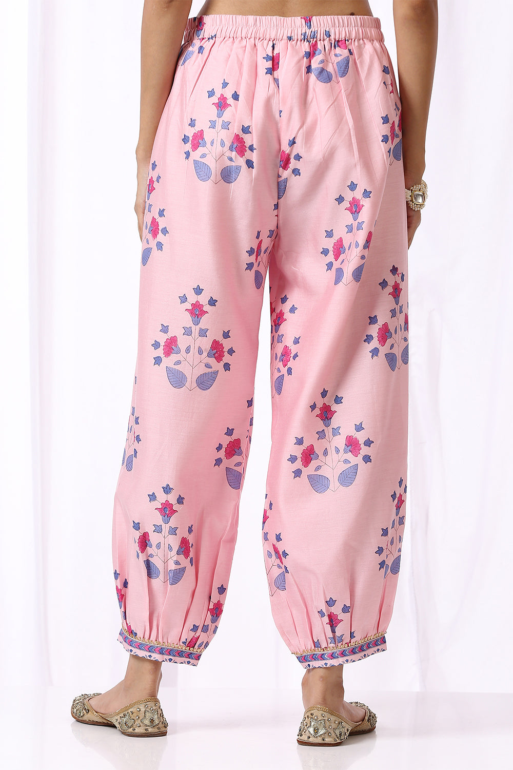 PINK BASE CHANDERI HAND BLOCK PRINTED CHOGA SET OF-2