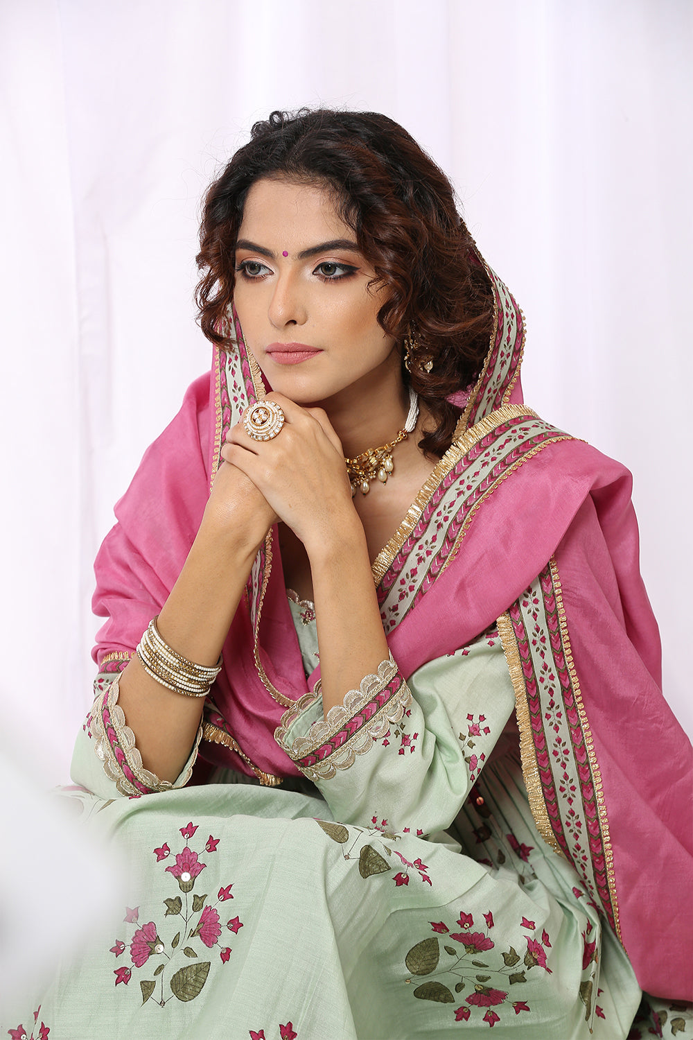 PINK SILK  DUPTTA