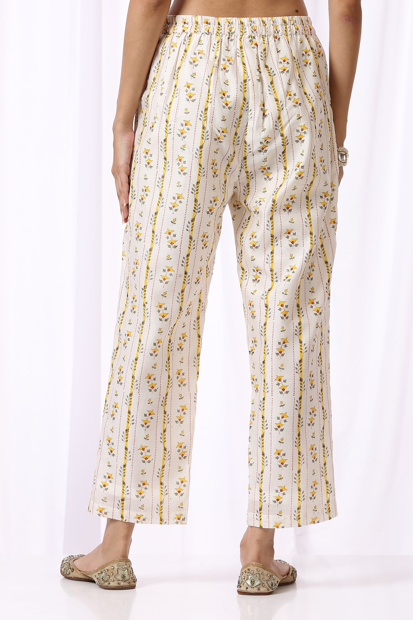 WHITE BASE CHANDERI HAND BLOCK PRINTED KURTA SET OF-2