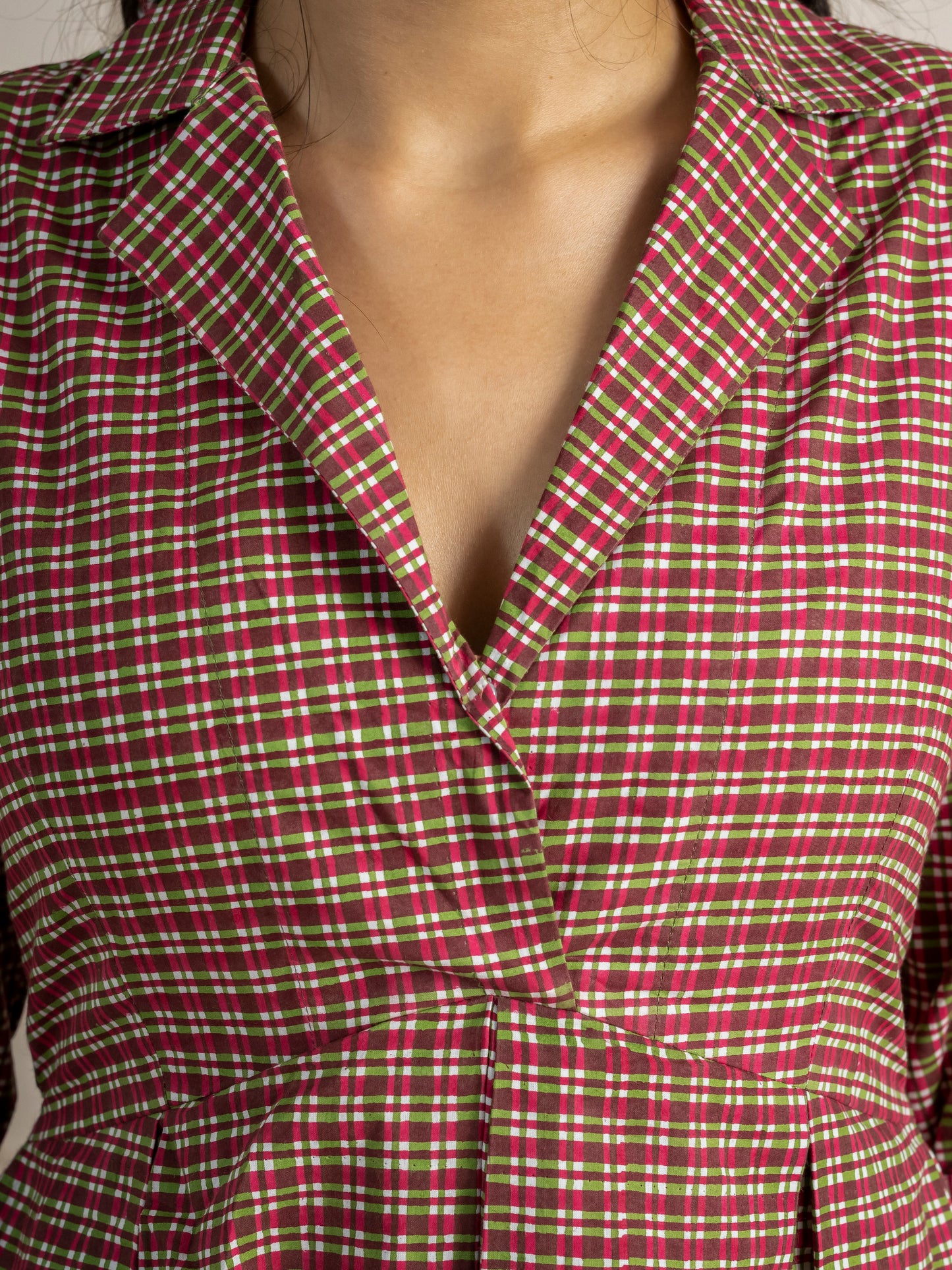 Meadow Check Pleated Midi Dress