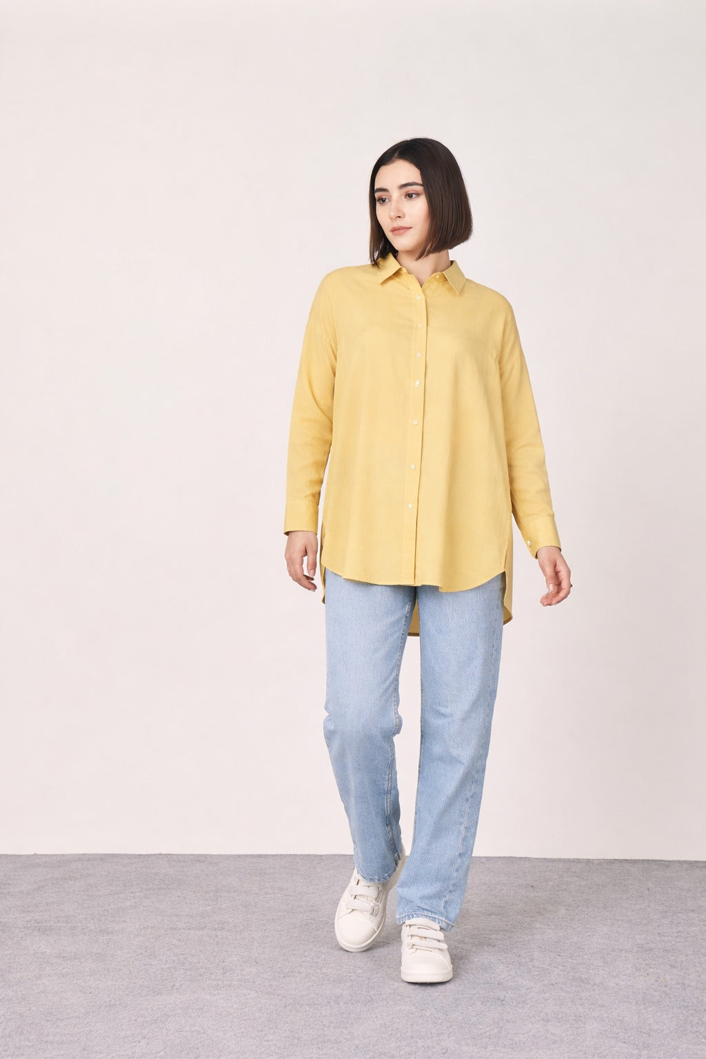 YELLOW CHECKED BOXY SHIRT