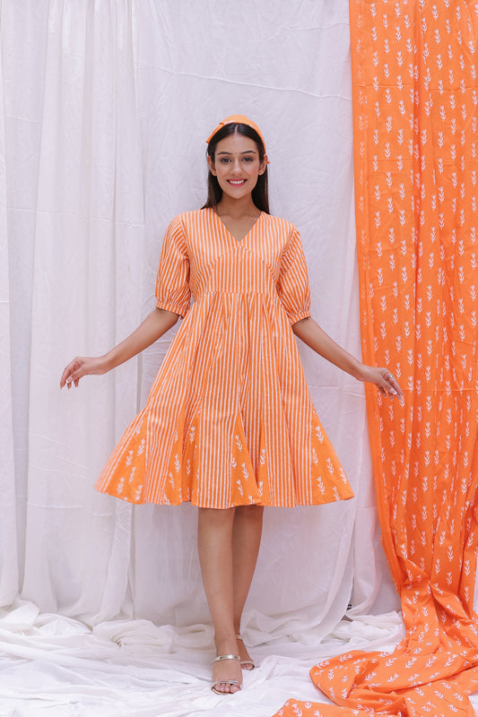 PUFF SLEEVES SHORT DRESS